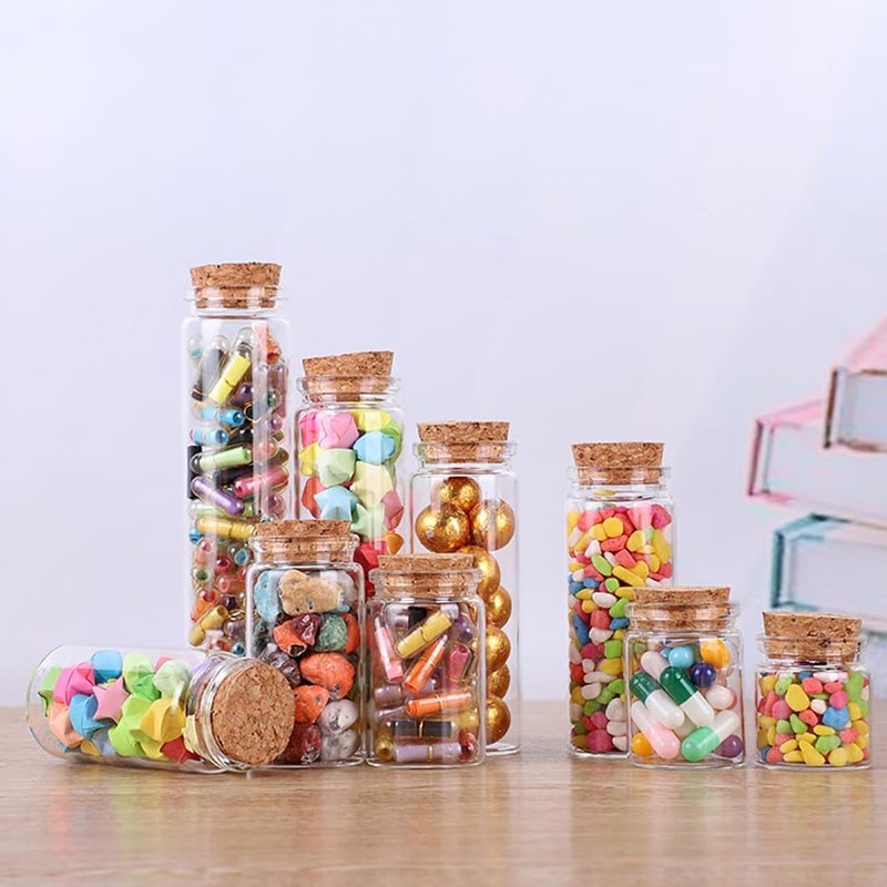 EWEIGEER 8 pcs 45ml Small Glass Bottles with Cork Stopper,Spice Vials Jars,Cute Storage Jar,Wishing Bottle 37x60mm(1.46x2.36inch) - Image 5